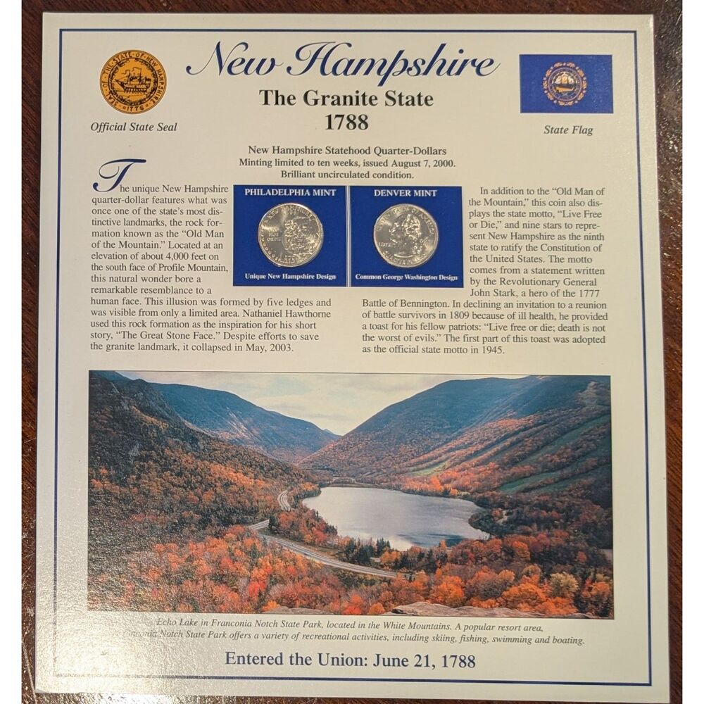 New Hampshire Statehood Display • Coins & Stamps • Granite State • UMM Finds